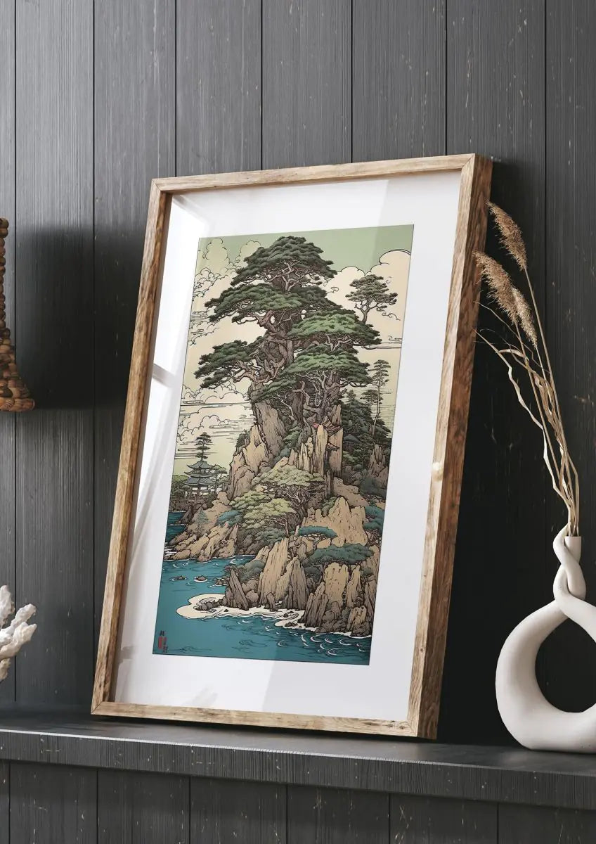 Ancient Japanese Cliffside Pine Tree